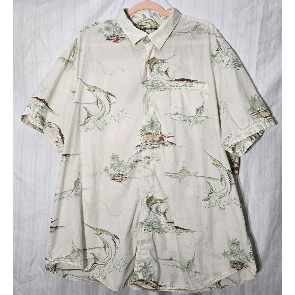 Tommy Bahama Jeans Marlin/island ShortSleeve Button Down Hawaiian Shirt Size XXL